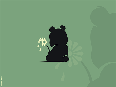 Sad Little Bear animal bear design flower illustration little bear logo logodesign logomark mascot sad waiting