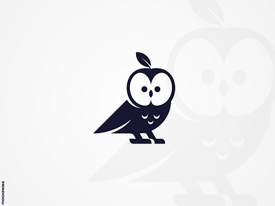 Owl Apple Logo adorable animal apple bird creative design fruit logo logodesign logomark owl playful vector