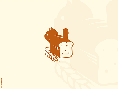 Bread Cat Logo adorable animal bread cat cute design illustration logo logodesign logomark paw pet playful wheat