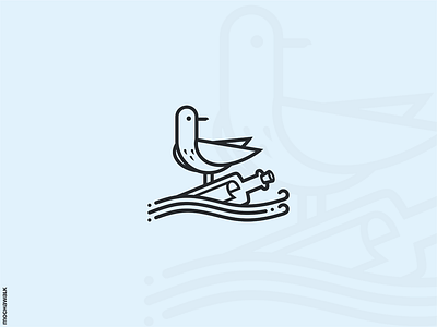 Seagull Logo adorable animal bird design gull illustration lineart logo logodesign logomark message in the bottle playful sea seagull