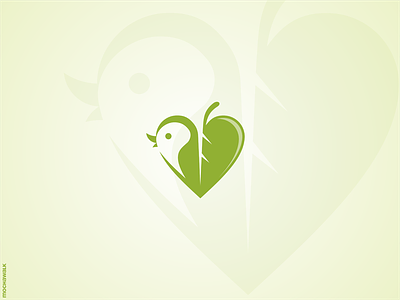 Bird and Leaf Logo adorable animal bird cute design heart icon leaf logo logodesign logomark love nature playful vector wings