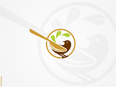 Spoon Bird Logo animal bird creative design leaves logo logodesign logomark spoon vector