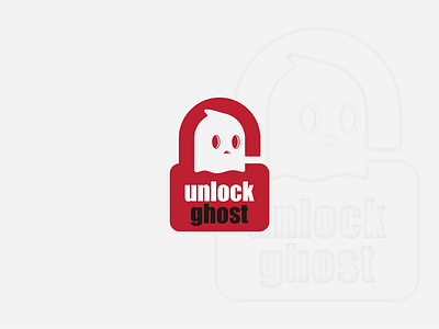 UnlockGhost Logo cute ghost lock negativespace padlock playful unlock