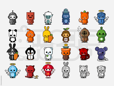 Mocharobot Characters characterdesign cute graphic illustration kawaii mocharobot playful