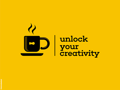 Unlock Your Creativity coffee creativity cup icon identity logo logodesign logomark padlock