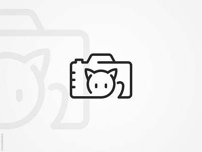 Cat Photography Logo camera cat design icon identity lineart logo logodesign logomark monoline pet photography playful