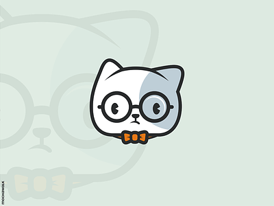 Nerd Cat Logo animal cat character characterdesign illustration logo logodesign mascot nerd nerdy playful smart