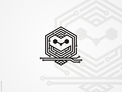 Owl Tech Logo animal bird circuit design identity lineart lines logo logodesign logomark nocturnal owl tech technology
