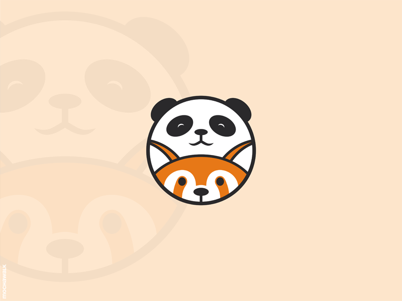 Panda & Red Panda vector character mascot characterdesign illustration design identity logomark logodesign logo circle bear playful cute adorable animal redpanda panda