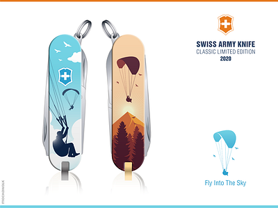 Fly Into The Sky aerosport design fly flying illustration limited edition paraglider paragliding sky sport swiss army knife victorinox