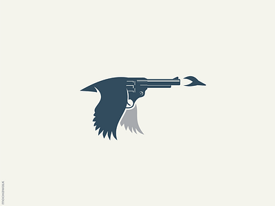 Duck Gun animal bird duck gun icon identity logo logodesign logomark pistol shoot shooting weapon wings