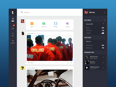 Tumblr redesign experiment audio flat icons photo redesign search text tumblr ui ux video