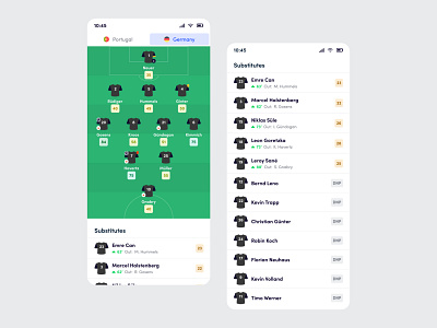 Sorare - Lineup view - Mobile - Exploration app application design system fantasy field foot football game germany interface jersey play portugal product design soccer sorare sport team ux