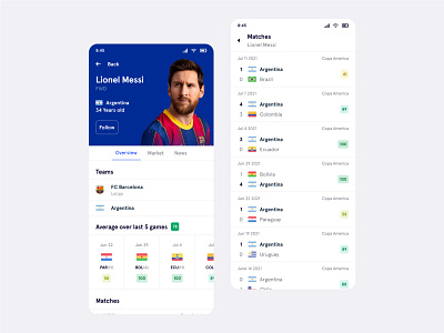 Sorare - Player Page - Mobile - Exploration app barcelona design system fantasy foot football game gaming interface lionel messi play product design soccer sport team ui ux