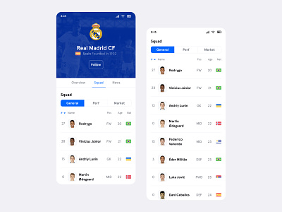 Sorare - Team Page - Mobile - Exploration app design system fantasy foot football game gaming interface play product design real madrid soccer sport team ui ux