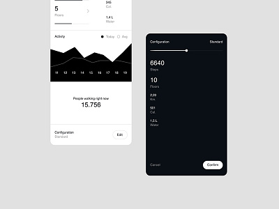 Zero APP - UI design animation app black brutalism health pedometer running steps tracking ui white