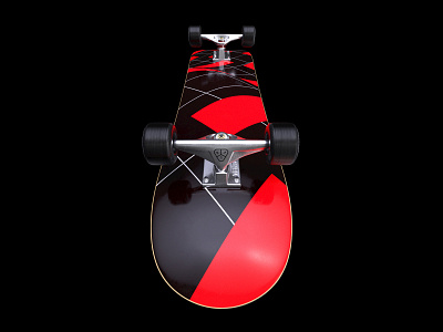 Kinetic - Skateboard Red Deck 3d branding c4d graphic design octane orthonormai sk8 skate skate deck skateboard truck wheel