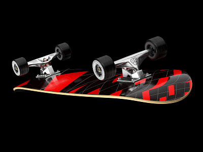 Kinetic - Skateboard Red Deck 3d branding c4d graphic design octane orthonormai sk8 skate skate deck skateboard truck wheel