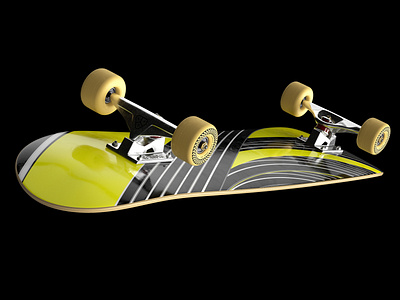 Kinetic - Skateboard Yellow Deck 3d branding c4d graphic design octane orthonormai sk8 skate skate deck skateboard truck wheel
