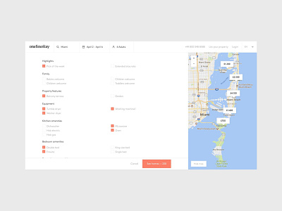 Onefinestay - Filters branding design filters flat home house interaction listing map ui web