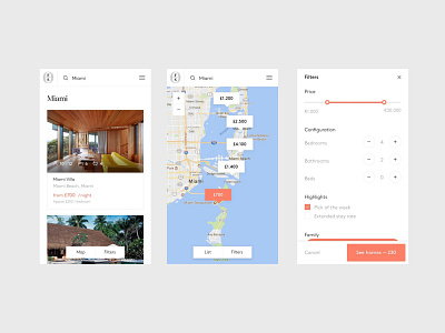 Onefinestay - List - Mobile branding design filters flat home house interaction mac app maps mobile property ui