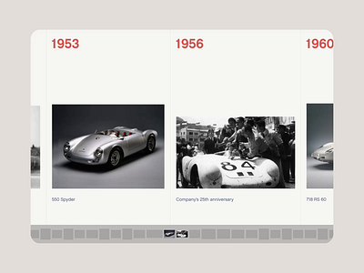 015 Porsche Horizontal Timeline animation automobile branding car cars date design interaction minimalism porsche singer timeline ui web years