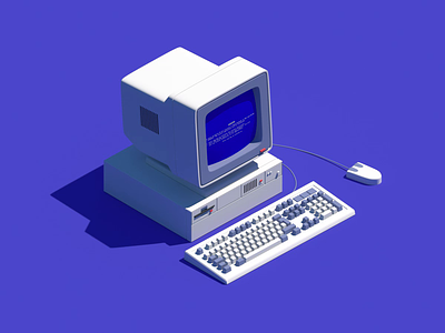Old pc bsod low poly 3d animation c4d computer disc diskette illustration isometric keyboard loop lowpoly mouse octane pc