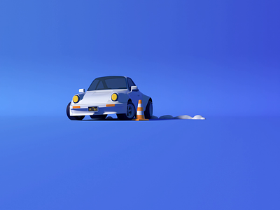 Porsche 911 drift low poly 3d animation c4d car drift illustration isometric loop lowpoly octane porsche porsche 911 turbo
