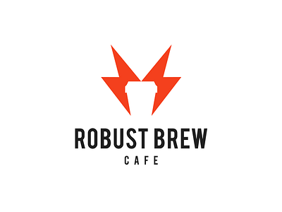 Robust Brew Cafe bolt branding cafe coffee concept design energy logo map shop thunder typography