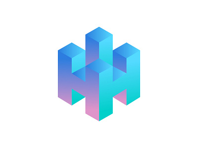 H isometric logo alphabet gradient h icon isometric letter logo logo 3d typography