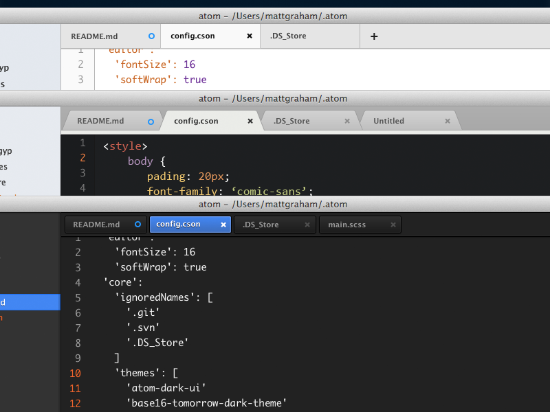 Atom.io Tabs by Matt Graham on Dribbble