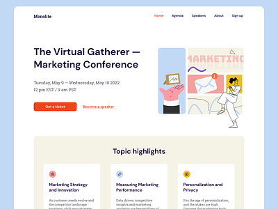 Conference landing page clean conference dm sans landing page new roboto typography ui