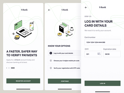 Onboarding banking screens