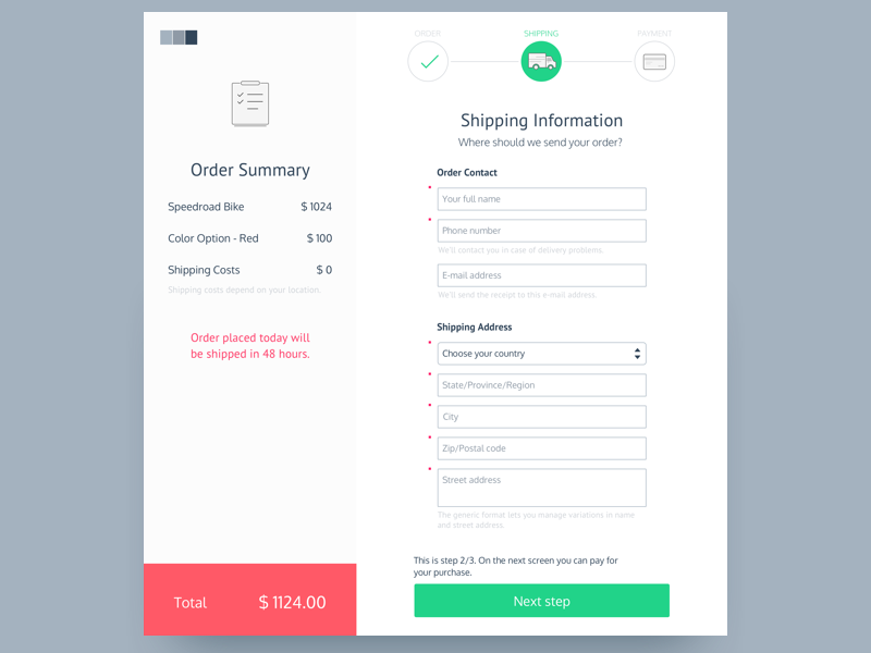 Shipping form by Tanya Anokhina on Dribbble