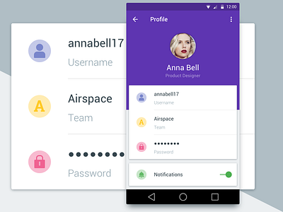 Profile android color creative flat google design material design mobile app mobile design purple team ui design ux