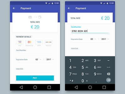 Payment UI android credit card daily ui flat design material design money pay payment rate ui ux wallet