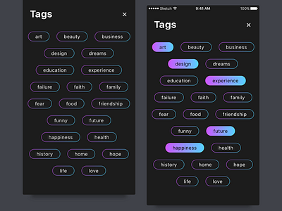 Tags gradient ios ios app iphone sketch tags ui design