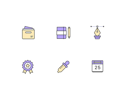 Set of Icons color picker documents event icons set sketch vector web design