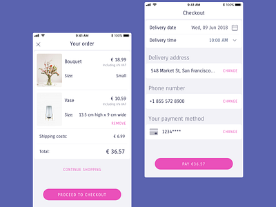 Flower Shop checkout ecommerce mobile app design mobile ui shop app ux design