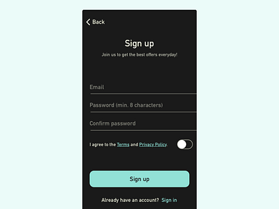 Daily UI 001 dailyui mobile sign up sign up