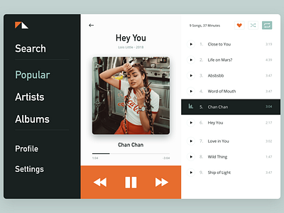 Daily UI Music Player app clean daily ui dailyui music music player ui ui design web webapplication webdesign