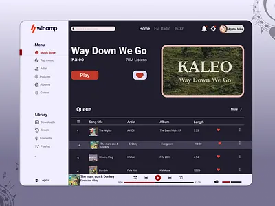 Winamp Dashboard Redesign app dashboard design illustration ui ux