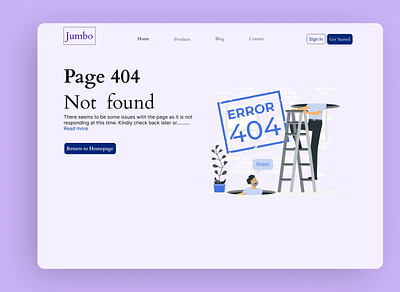 Jumbo Error 404 Page dashboard ui ux