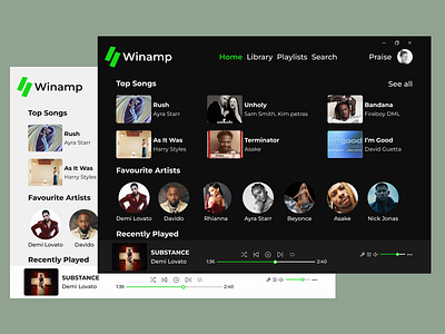 Winamp Desktop Redesign app design graphic design ui
