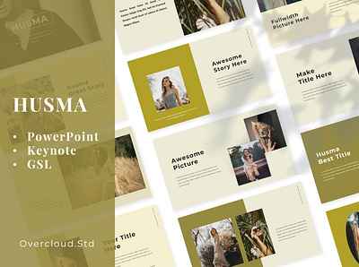 Husma PowerPoint Template aestetic fasshion googleslide graphic design keynote modern powepoint powerpoint design women