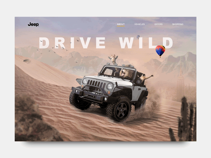 Jeep - DRIVE WILD animation collage photoshop principle sketch ui