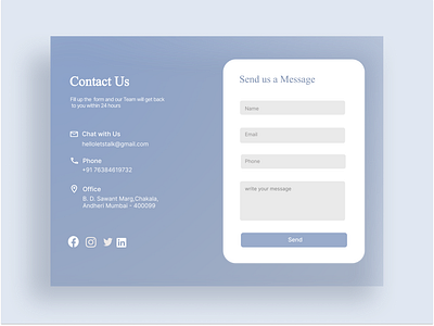 Daily UI Challenge - #001/100
 Contact Us