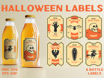 Retro Halloween Bottle Apothecary Labels