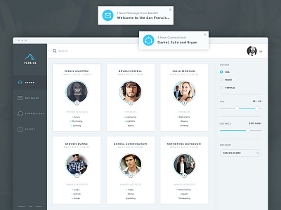 Persice Crowd Page app application clean connections flat friends notifications social ui ux