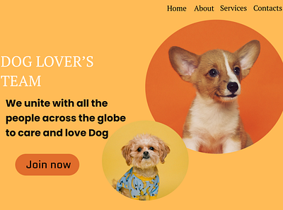 Dog website. One page design ui
